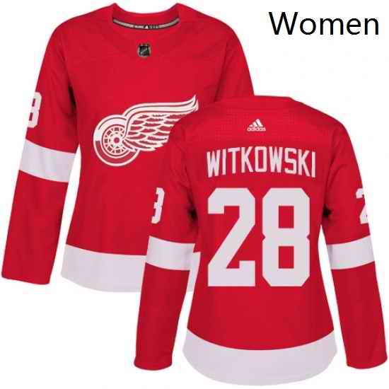 Womens Adidas Detroit Red Wings 28 Luke Witkowski Authentic Red Home NHL Jersey